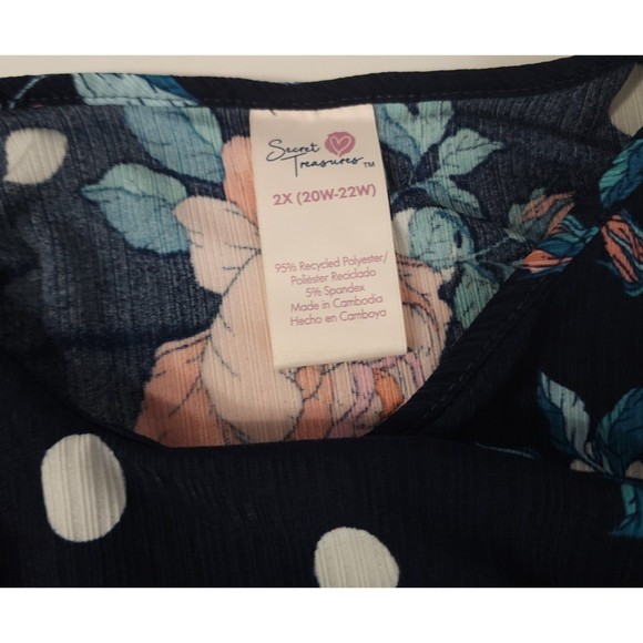 Blue Peach Floral Cami Set 2xl Secert Treasure Two Piece Tet 20W-22W tank shorts - Picture 3 of 12